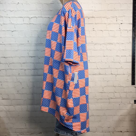 LuLaRoe Irma Top Patriotic Stars & Stripes Pattern Size Large Red‎ White Blue - Picture 6 of 11